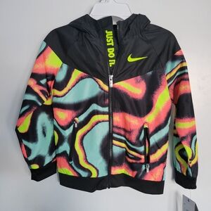 Nike Kids Black Multi-Color Swirl Zip Hoodie Jacket